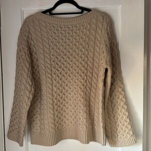 Ann Taylor cable relaxed boatneck tunic sweater.  Toasted oat.  Small